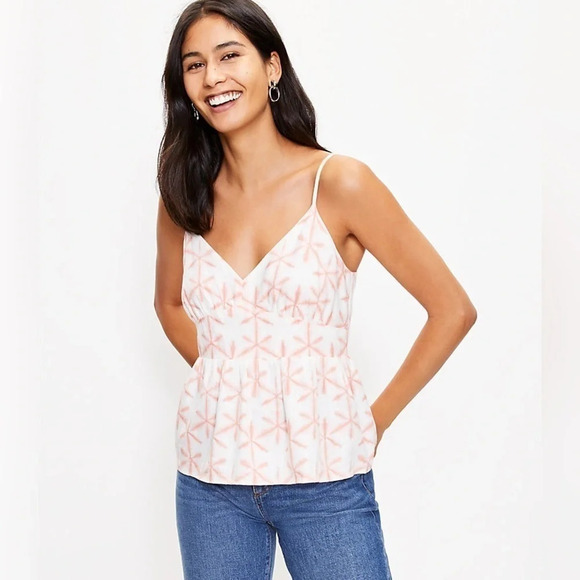 Loft Cami Peplum Star Tie Die Linen Blend - Picture 2 of 8